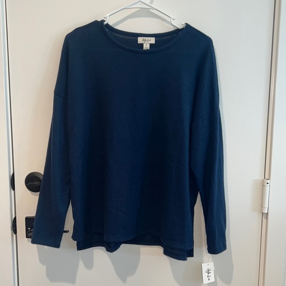 Style & Co. Tops - NWT Style & Co Step Hem Pullover Long Sleeve Top Medium Industrial Blue